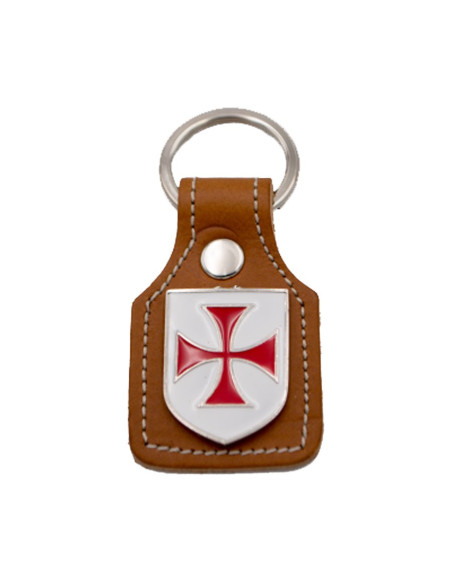 Templar Cross nøglering i brunt læder... Templar Cross nøglering i brunt læder...