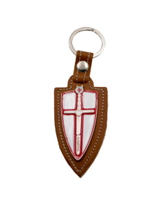 Llavero cuero marrón y metal Espada de los Templarios