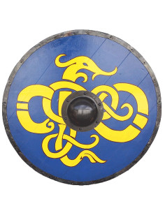 Blue Tribal Viking Shield af ankerspil træ og stål