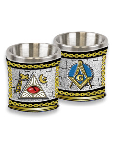 Vrijmetselaarsloge borrelglas, hars en aluminium