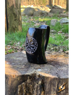 Vikingehornskrukke Vegvisir model, mørk finish 2