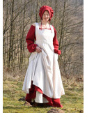 Ruth middelalderforklæde i bomuld, naturhvid farve