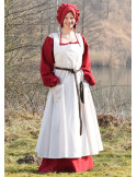 Ruth middelalderforklæde i bomuld, naturhvid farve
