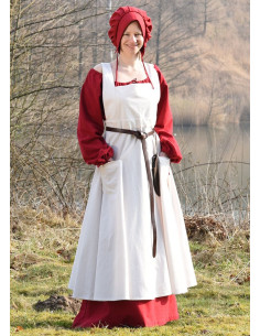 Delantal medieval Ruth en algodón, color blanco natural 2