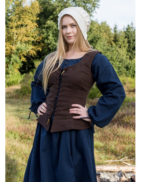 Corpiño medieval modelo Tilda, marrón