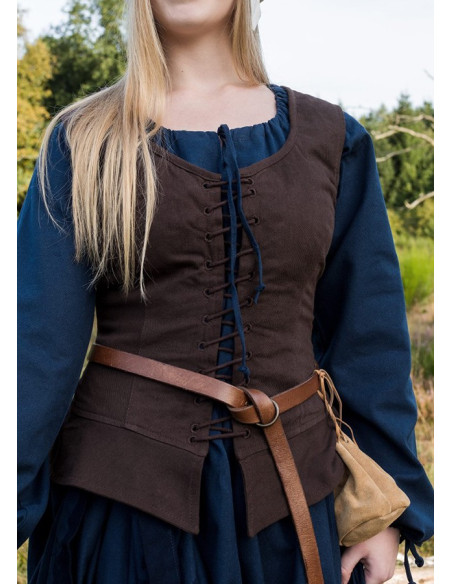 Corpiño medieval modelo Tilda, marrón