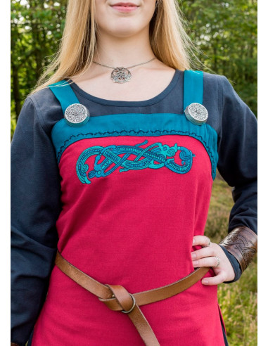 Hilja rode Viking schortjurk met borduursel