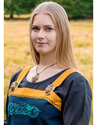 Hilja blå vikingeforklædekjole med broderi