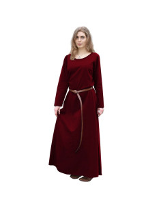 Vestido vikingo largo Afra, Rojo vino