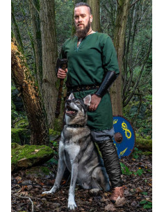 Túnica vikinga con bordados Erwin, verde