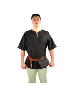 Túnica vikinga manga corta Olaf, marrón