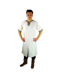 Túnica vikinga manga corta Richard, blanco natural