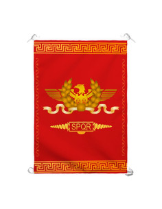 Banner der römischen Legion SPQR, roter Hintergrund (70 x 100 cm).