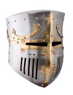 Crusader hjelm med messingbeslag, 12.-13. århundrede