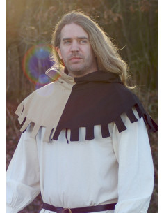 Gugel medieval siglo XIII bicolor, MARRÓN-BEIGE