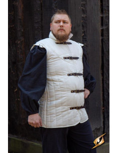 Ärmelloser mittelalterlicher Krieger-Gambeson, weiß