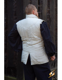 Ärmelloser mittelalterlicher Krieger-Gambeson, weiß 2