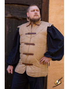 Ærmeløs middelalderkriger gambeson, sandfarve