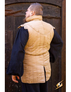 Ärmelloser mittelalterlicher Krieger-Gambeson, sandfarben 2