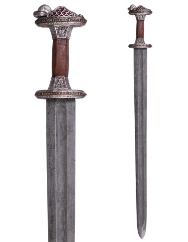 Espada escandinava era del Vendel en acero de Damasco, acabado plateado