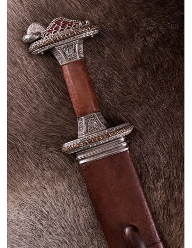 Espada escandinava era del Vendel en acero de Damasco, acabado plateado