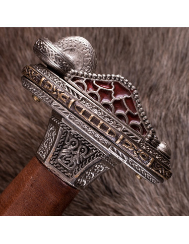 Espada escandinava era del Vendel en acero de Damasco, acabado plateado