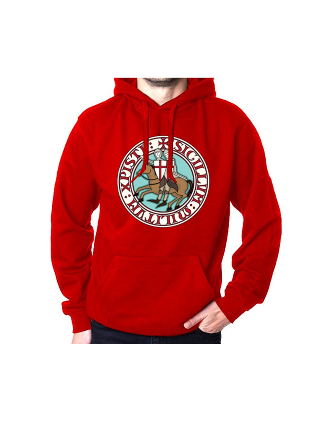 Sudadera Roja Caballeros Templarios con Capucha ⚔️ Tienda-Medieval