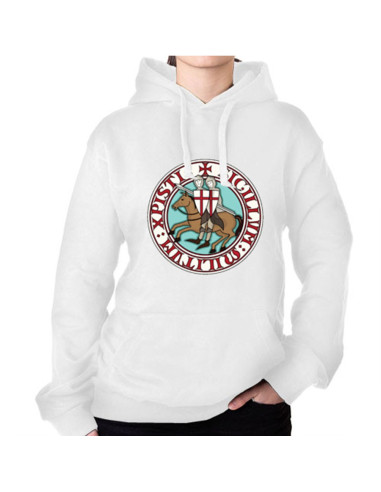 Sudadera Blanca de los Caballeros Templarios con Capucha