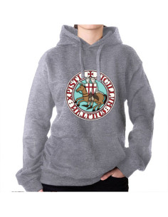 Grå sweatshirt fra Tempelridderne med hætte