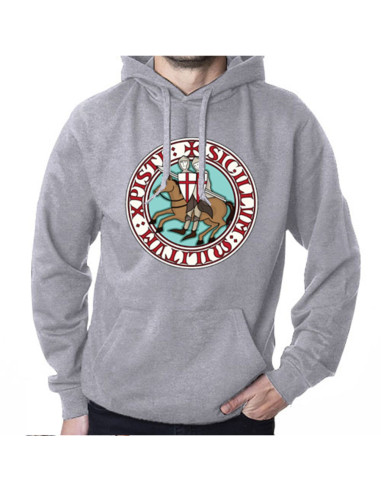 Sudadera Gris de los Caballeros Templarios con Capucha