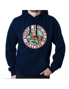 Sudadera Azul Marino de los Caballeros Templarios con Capucha