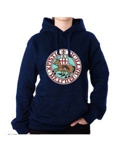 Marineblå sweatshirt fra Tempelridderne med hætte 2