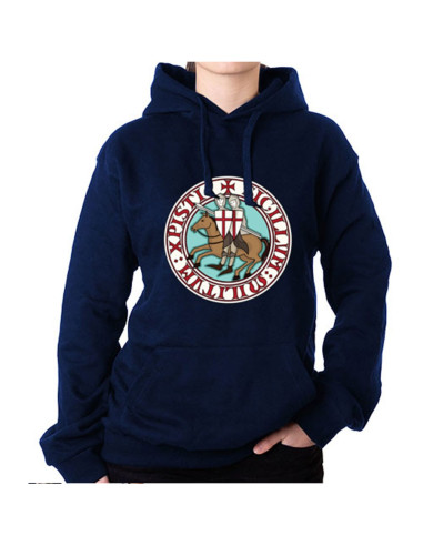 Sudadera Azul Marino de los Caballeros Templarios con Capucha
