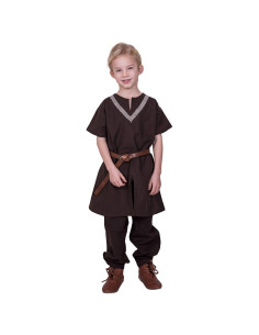 Túnica medieval Ailrik niño, color marrón