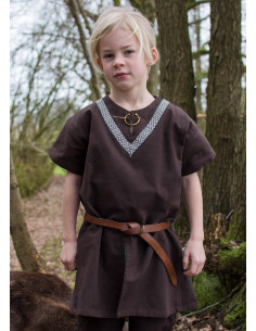 Túnica medieval Ailrik niño, color marrón 2