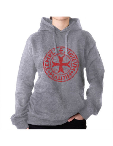 Sudadera gris leyenda de los Caballeros Templarios con Capucha