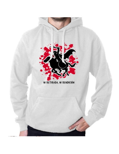 Sudadera Blanca Espartano a Caballo: ni retirada, ni rendición