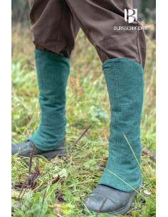 Mittelalterliche Beinschienen aus Nares-Baumwolle, grüne...
