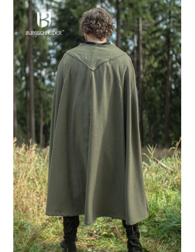 Civiel zuiger Pellen Middeleeuwse avonturier Justus cape, groene wol ⚔️ Tienda Medieval Maat L /  XL