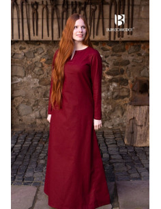 Túnica medieval mangas largas Feme, color rojo