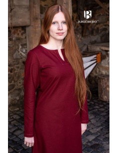 Túnica medieval mangas largas Feme, color rojo 2