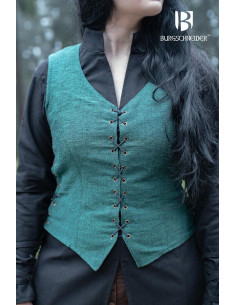 Chaleco medieval de campesina Marian, color verde 2