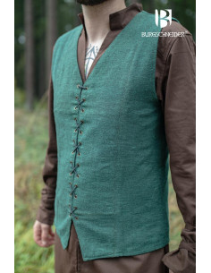 Middeleeuws boerenvest Maron, groene kleur 2