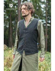 Chaleco medieval de campesino Maron, color negro