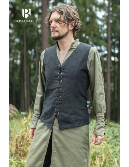 Middelalderlig bondevest Maron, sort...