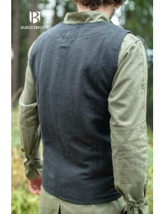 Chaleco medieval de campesino Maron, color negro 2