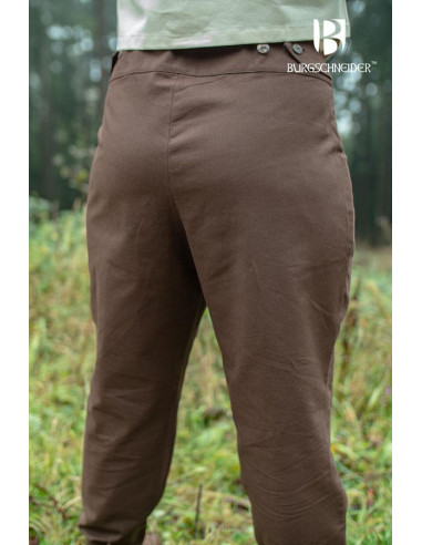 Pantalones medievales Kerga, algodón marrón