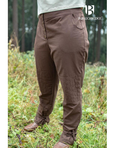 Pantalones medievales Kerga, algodón marrón