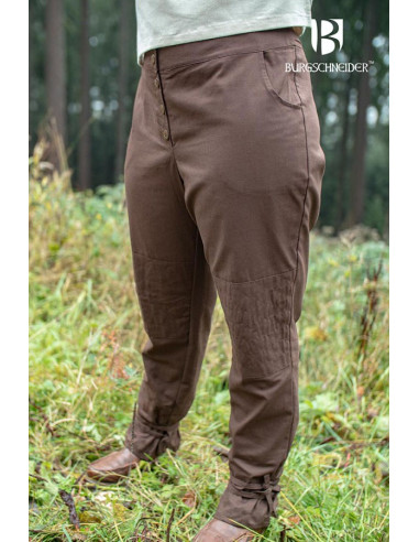 Pantalones medievales Kerga, algodón marrón