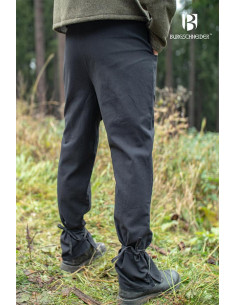 Pantalones medievales Kergon, algodón negro 2